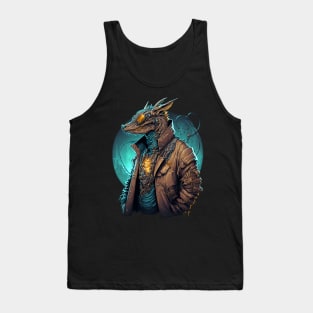 Grimstone Dragon from Dragon Cove| Cool Dragon in Jacket with Sunglasses Tank Top